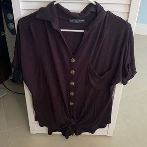 Button down blouse with tie front